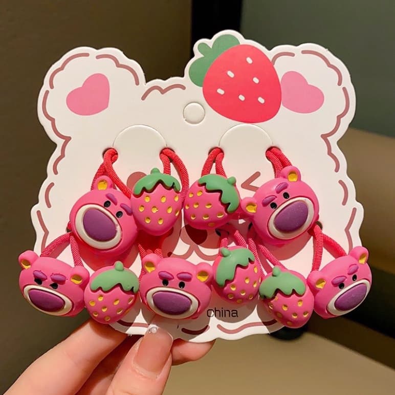 Set 10 Dây Buộc Tóc Gấu Lotso Hoạt Hình Dễ Thương Cho Bé Gái🍀FREESHIP🍀Chun buộc tóc gấu dâu cho nữ VINBEO