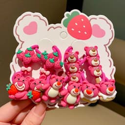 Set 10 Dây Buộc Tóc Gấu Lotso Hoạt Hình Dễ Thương Cho Bé Gái🍀FREESHIP🍀Chun buộc tóc gấu dâu cho nữ VINBEO 3