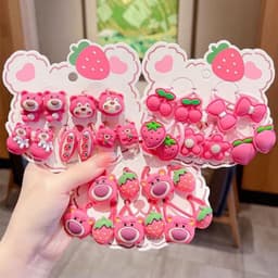 Set 10 Dây Buộc Tóc Gấu Lotso Hoạt Hình Dễ Thương Cho Bé Gái🍀FREESHIP🍀Chun buộc tóc gấu dâu cho nữ VINBEO 5