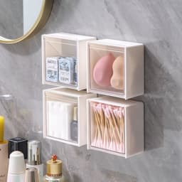 VINBEO Hộp đựng đồ nắp lật trong suốt gắn tường dùng để đựng bông tẩy trang,Tăm bông,Phụ kiện tiện lợi ANHI004 2