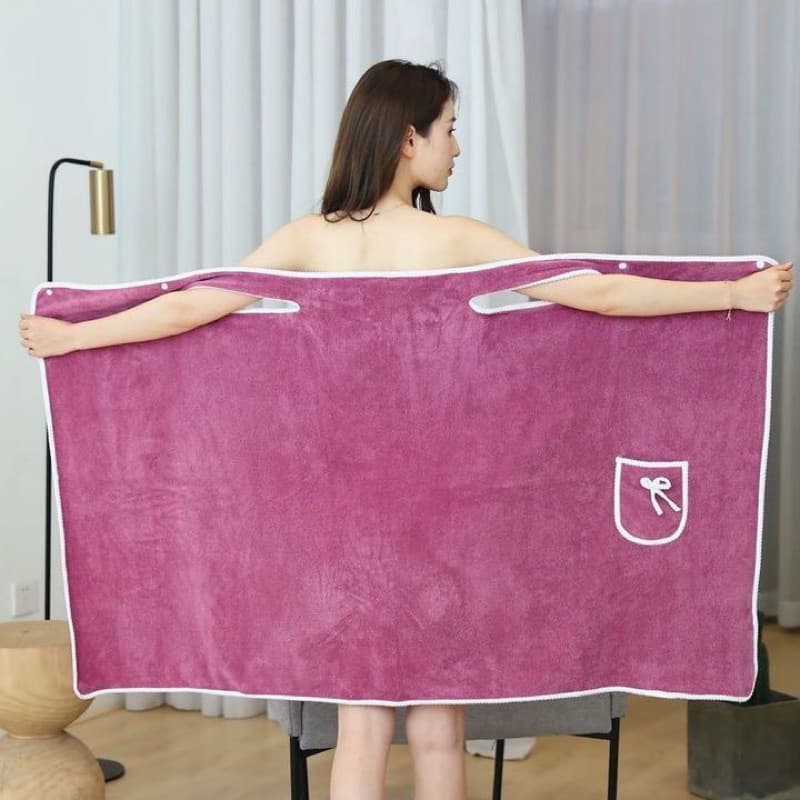 Khăn Choàng Tắm Xỏ Tay Có Túi, Khăn Tắm Cotton 135cmx65cm Mềm Mịn