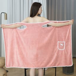 Khăn Choàng Tắm Xỏ Tay Có Túi, Khăn Tắm Cotton 135cmx65cm Mềm Mịn 2