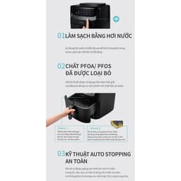 Nồi chiên không dầu & hấp Lock&Lock Steam Air Fryer 7L - màu đen và màu trắng EJF881 7