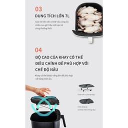 Nồi chiên không dầu & hấp Lock&Lock Steam Air Fryer 7L - màu đen và màu trắng EJF881 6
