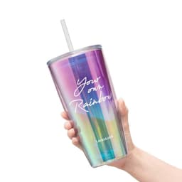Ly nhựa 2 lớp Lock&Lock màu Violet kèm ống hút Your Own Rainbow double wall cold cup with straw HAP507VOLH 2