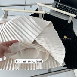 [𝑻𝒉𝒆𝑴𝒂𝒚 x 𝐐𝐂𝐂𝐂] Chân Váy Dạ Xếp Ly Ngắn Chữ A Cạp Cao 2 Lớp Có Lót Quần Hàng Quảng Châu Cao Cấp Nữ 8