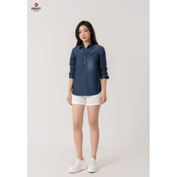 Áo Sơ Mi Nữ GENVIET vải Jeans Trẻ Trung Suôn 8541 4