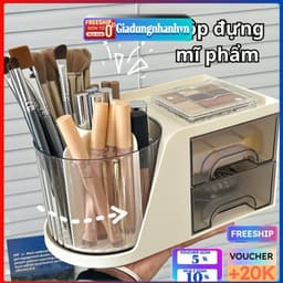 VINBEO Hộp đựng mỹ phẩm,Kệ đựng mỹ phẩm, hộp đựng bút đa năng có kèm ống đựng xoay 360 độ tiện dụng ANHI004 1