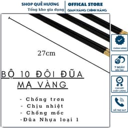 Bộ 10 đôi Đũa Mạ Vàng Hàn Quốc Nhựa Đen Nhật Cao Cấp Chống Trơn Chống Mốc Chịu Nhiệt CAO CẤP - M276 6