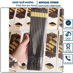 Bộ 10 đôi Đũa Mạ Vàng Hàn Quốc Nhựa Đen Nhật Cao Cấp Chống Trơn Chống Mốc Chịu Nhiệt CAO CẤP - M276 8