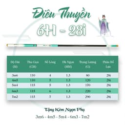 Cần câu tay Điêu Thuyền 6H , tặng kèm ngọn phụ 9