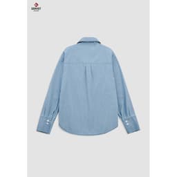 [ẨN] Áo sơ mi Jeans nữ tay dài GENVIET JEANS dáng suông basic phối đồ tôn dáng đi học đi là 8542 4