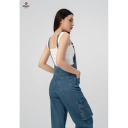 Yếm Quần Nữ GENVIET JEANS Vải Jean Co Giãn Dáng Suông Vừa, Yếm Bò Nữ Thiết Kế Năng Động  8554 4