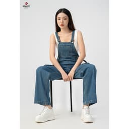 Yếm Quần Nữ GENVIET JEANS Vải Jean Co Giãn Dáng Suông Vừa, Yếm Bò Nữ Thiết Kế Năng Động  8554 2