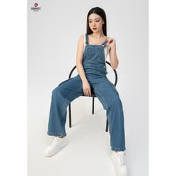 Yếm Quần Nữ GENVIET JEANS Vải Jean Co Giãn Dáng Suông Vừa, Yếm Bò Nữ Thiết Kế Năng Động  8554 5