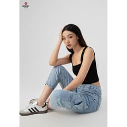 Quần Dài Nữ Genviet vải Jeans Thời trang form Col Thụn 8524 5