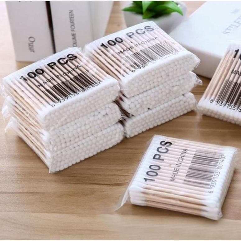 Túi 100c Bông Ngoáy Tai Vệ sinh tai Cán Gỗ -TH878