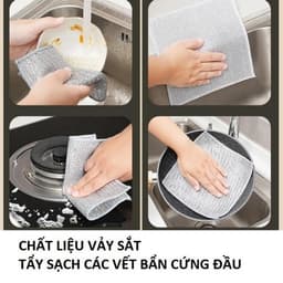 COMBO 5 Khăn thép cọ xoong nồi, cọ bếp, cọ rửa bát đĩa Bùi sắt thấm hút tốt dễ dàng chùi rửa vết bẩn nhỏ không rỉ -VH88 4