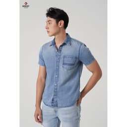 [ẨN] Áo Sơ Mi Cộc Tay Nam GENVIET Vải Jeans Mềm Mại Siêu Thấm Hút, Áo Sơ Mi Suông Vừa Trẻ Trung Thoải Mái Khi Mặ 8569 4