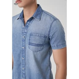 [ẨN] Áo Sơ Mi Cộc Tay Nam GENVIET Vải Jeans Mềm Mại Siêu Thấm Hút, Áo Sơ Mi Suông Vừa Trẻ Trung Thoải Mái Khi Mặ 8569 6