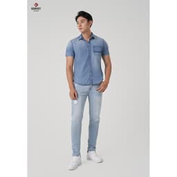 [ẨN] Áo Sơ Mi Cộc Tay Nam GENVIET Vải Jeans Mềm Mại Siêu Thấm Hút, Áo Sơ Mi Suông Vừa Trẻ Trung Thoải Mái Khi Mặ 8569 7
