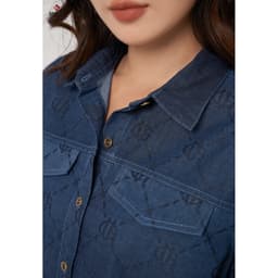 Áo Sơ Mi Cộc Tay Unisex Genviet vải Jeans Thời Trang Suôn 8572 4