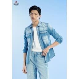 Áo Sơ Mi Dài Tay Nam GENVIET Vải Jeans Trẻ Trung, Dáng Ôm Vừa, Phong Cách Năng Độn 8535 1
