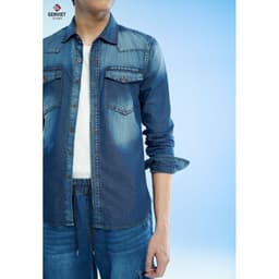 Áo Sơ Mi Dài Tay Nam GENVIET Vải Jeans Trẻ Trung, Dáng Ôm Vừa, Phong Cách Năng Độn 8535 5