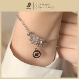Vòng Tay NHÀ CÚ Dây Rút Đính Đá Cz Ánh Pha Lê Khối Trụ Cá Tính 3365 1