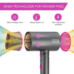 Máy sấy tóc Lebenlang LBH3088PINK, 2100W, sấy lạnh bấm giữ liên tục, gấp gọn, chống xơ rối ion âm 3