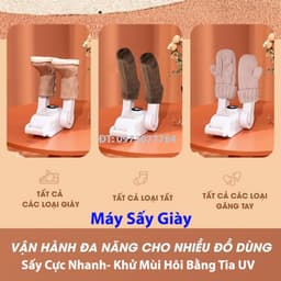Máy Sấy Giầy Khử Mùi Đa Năng Giày Tất Găng Tay Bằng Tia Cực Tím Loại Cao Cấp Nhiệt Toả Đều Không Gây Hư Hỏng Giày 9
