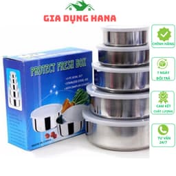 SET 5 BÁT/THỐ ĐỰNG THỰC PHẨM BẰNG INOX LẠNH CÓ NẮP CAO CẤP, ĐẸP SÁNG BÓNG _M291 1