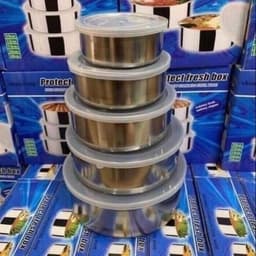 SET 5 BÁT/THỐ ĐỰNG THỰC PHẨM BẰNG INOX LẠNH CÓ NẮP CAO CẤP, ĐẸP SÁNG BÓNG _M291 4