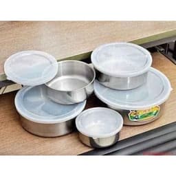 SET 5 BÁT/THỐ ĐỰNG THỰC PHẨM BẰNG INOX LẠNH CÓ NẮP CAO CẤP, ĐẸP SÁNG BÓNG _M291 5