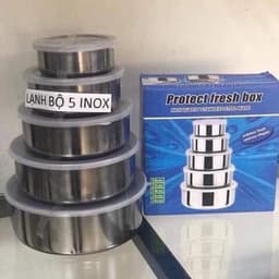 SET 5 BÁT/THỐ ĐỰNG THỰC PHẨM BẰNG INOX LẠNH CÓ NẮP CAO CẤP, ĐẸP SÁNG BÓNG _M291 6