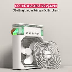 Quạt Điều Hoà Hơi Nước Mini Làm Mát Để Bàn 3 Chế Độ Gió Dung Tích Bình 600ML Tích Hợp Đèn Led M262 7