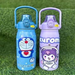 Bình Giữ Nhiệt Inox 304 Có Quai Xách Có Ống Hút Họa Tiết Dễ Thương Tặng Kèm Chổi Cọ Vệ Sinh - M181 8