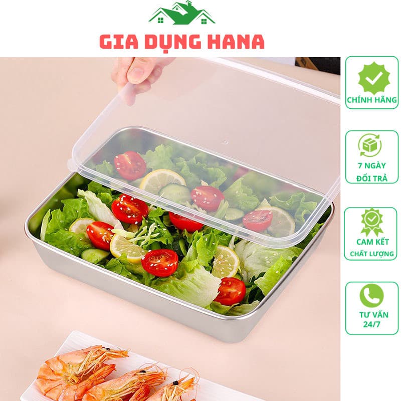 Combo 5 hộp đựng thực phẩm cỡ lớn, inox không gỉ, dùng cho lò nướng, hộp bảo quản thức ăn, an toàn sức khỏe_M209