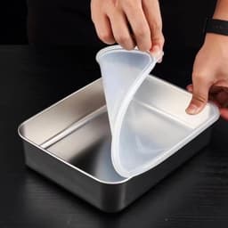 Combo 5 hộp đựng thực phẩm inox 304 cỡ lớn, Khay inox đựng thực phẩm lạnh có kèm nắp đậy 5