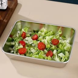 Combo 5 hộp đựng thực phẩm inox 304 cỡ lớn, Khay inox đựng thực phẩm lạnh có kèm nắp đậy 6