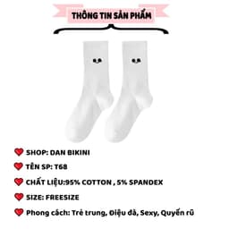 COMBO 5 ĐÔI Tất Vớ Cổ Cao Trắng Sắc Thái Chất Cotton Dệt Kim Mềm Mại Thấm Hút Mồ Hôi 2