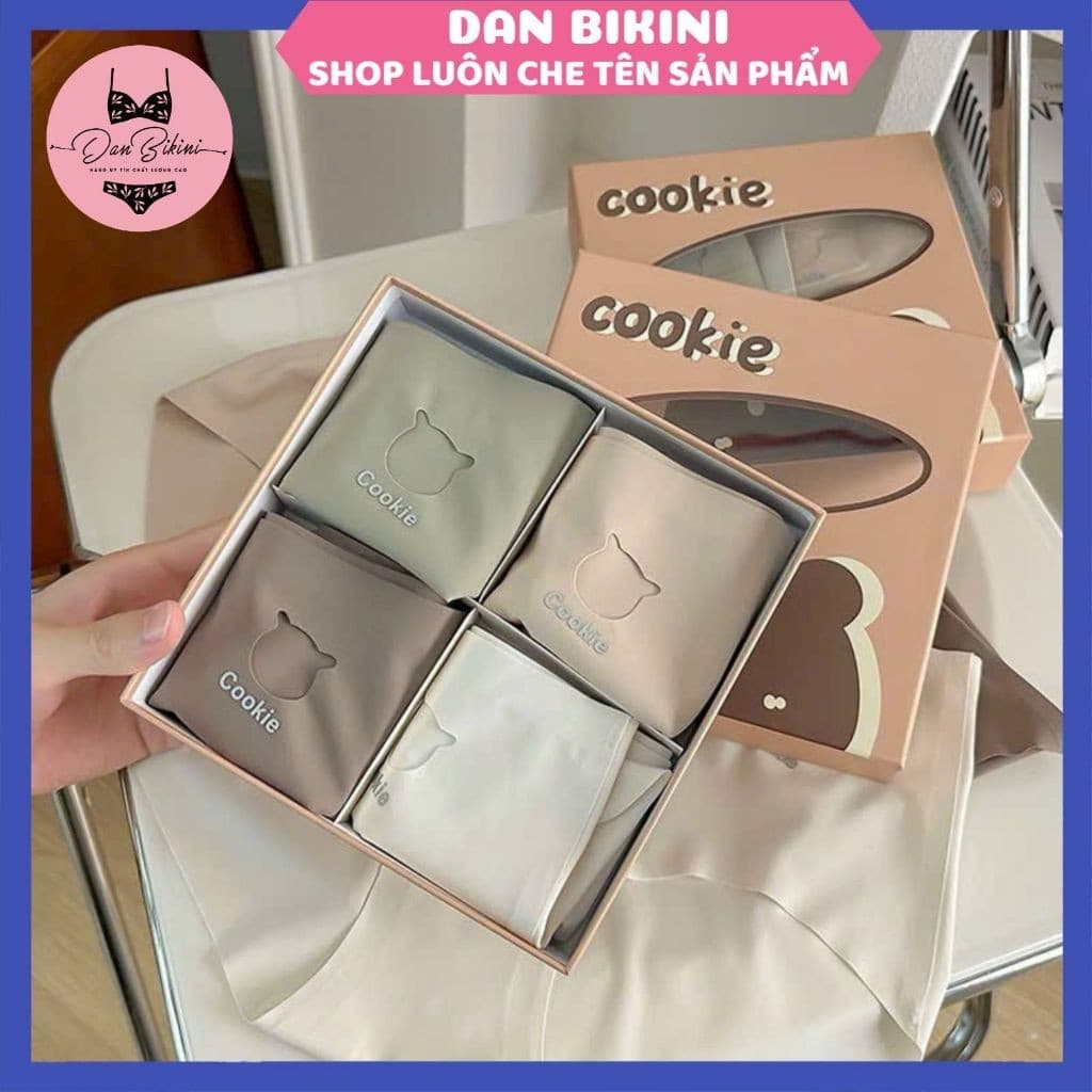 SET 4 Quần Lót Nữ Đúc Su Gấu Cao Cấp - Quần Lót Nữ Đúc Su Lạnh Không Đường May Mã SET GAU COOKIE