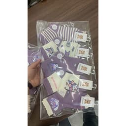 Sét 5 Đôi Tất Vớ Hoạt Hình Kuromi Cotton Tím Cổ Cao Họa Tiết Dễ Thương Dài Bé Gái te58 { V401 } 3