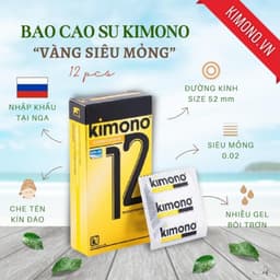 Kimono bao cao su siêu mỏng 0.02 màu vàng Gold chứa vitamin B cấp ẩm bôi trơn, Hộp 3 bcs - 18CENTI 6