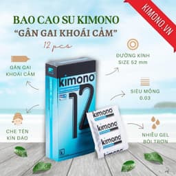Kimono bao cao su có gân gai siêu mỏng 0.03 màu xanh Blue, Hộp 3 bcs 8
