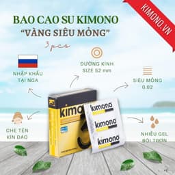 Kimono bao cao su có gân gai siêu mỏng 0.03 màu xanh Blue, Hộp 3 bcs 5