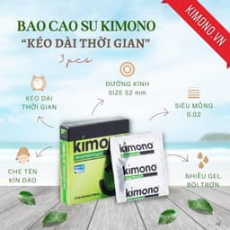 Kimono bao cao su có gân gai siêu mỏng 0.03 màu xanh Blue, Hộp 3 bcs 4