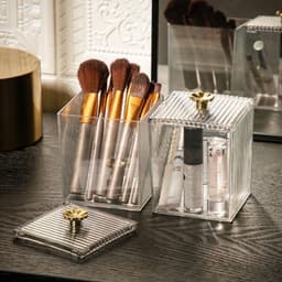 Hộp Đựng Bông Tẩy Trang, Ngoáy Tai, Trang Điểm Cao Cấp Chất Liệu Mica Trong Cao Cấp Dày Dặn 2
