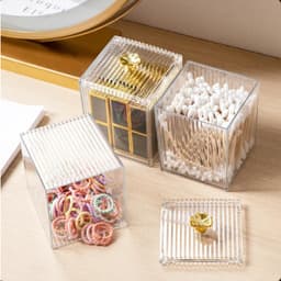 Hộp Đựng Bông Tẩy Trang, Ngoáy Tai, Trang Điểm Cao Cấp Chất Liệu Mica Trong Cao Cấp Dày Dặn 4