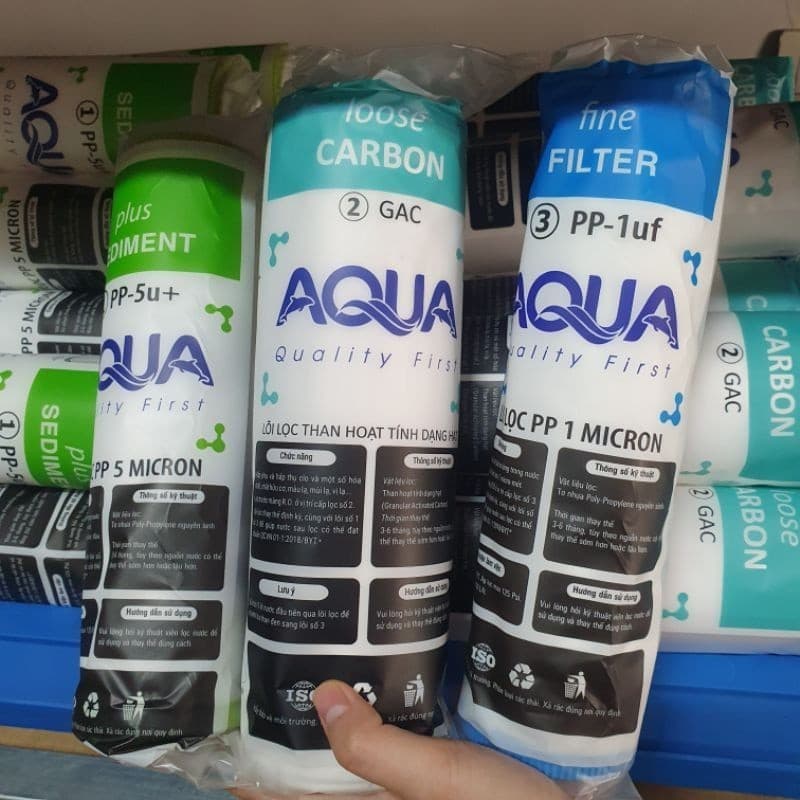 Bộ lõi lọc nước 123 dùng được cho máy lọc nước Aqua